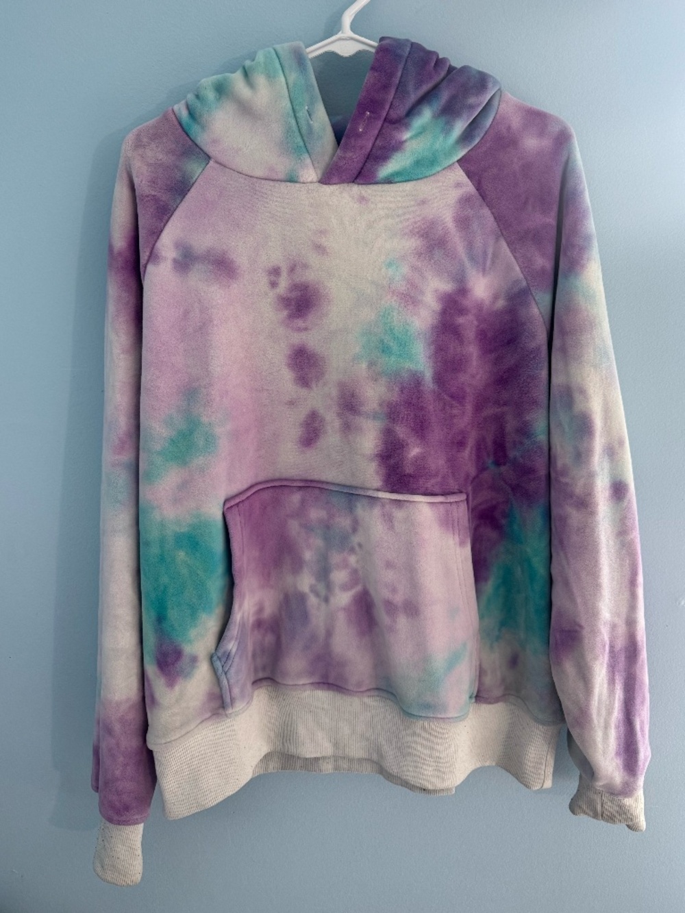 Spark Paws Velvet 90s Retro Tie Dye Hooded Sweatshirt - Large